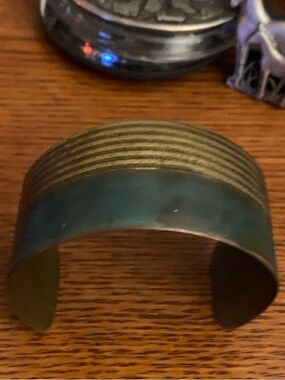 Vintage Bronze or Brass Ribbed Cuff Bracelet